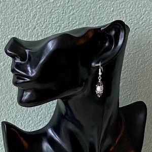 SALE Gray CZ White Freshwater Pearl Earrings